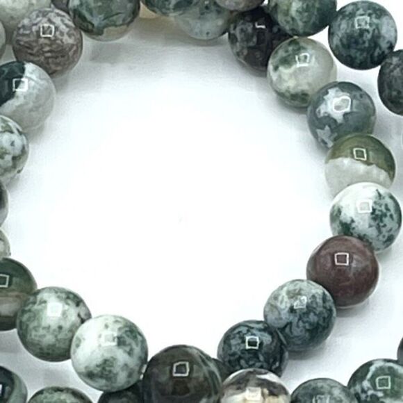 Moss Agate 8mm NEW stretch bracelet beaded bracelet 7” stretch crystal healing t - Picture 9 of 11